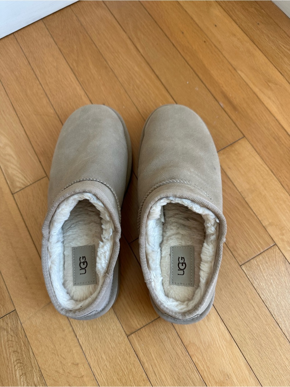 UGG Slip-On Shearling Lined Clogs in Taupe